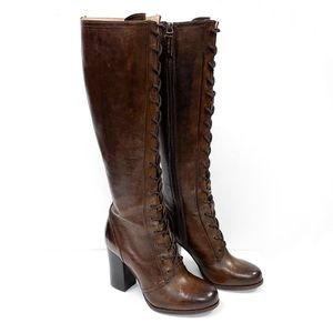 Frye Parker Tall Heeled Lace Up Combat Boots